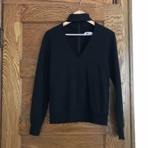 Bailey 44 black v-neck choker sweater.